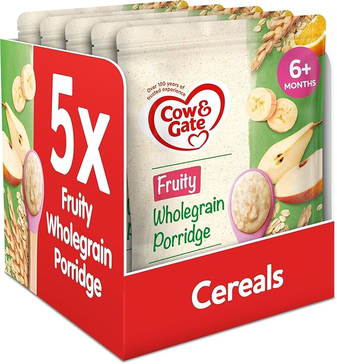 Cow & Gate Fruity Wholegrain Porridge 125g sachets pack of five