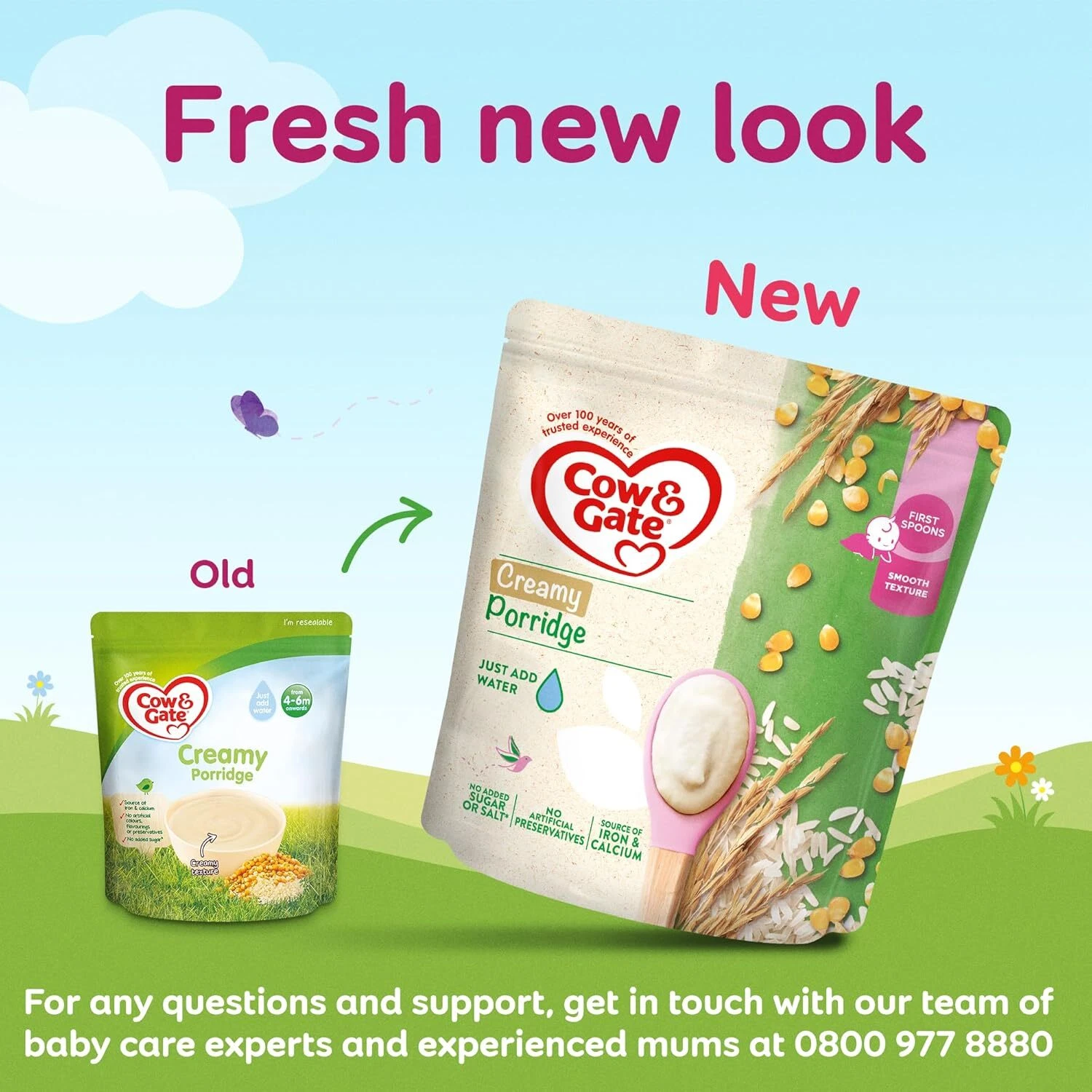Cow & Gate Creamy Porridge infant cereal for four to six months plus