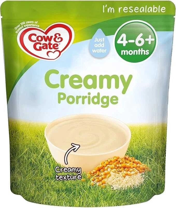 Cow & Gate Creamy Porridge infant cereal four to six months plus