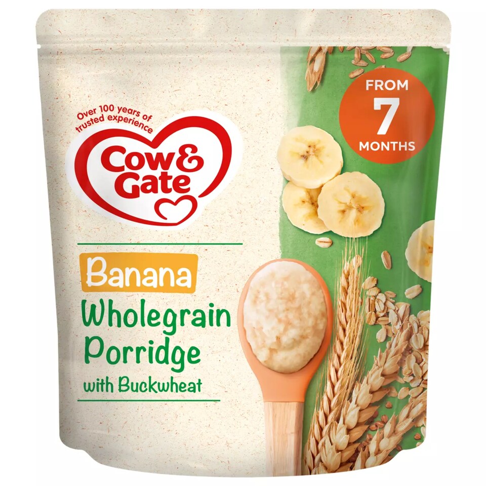 Cow & Gate Banana Wholegrain Porridge with Buckwheat 200g for seven months plus