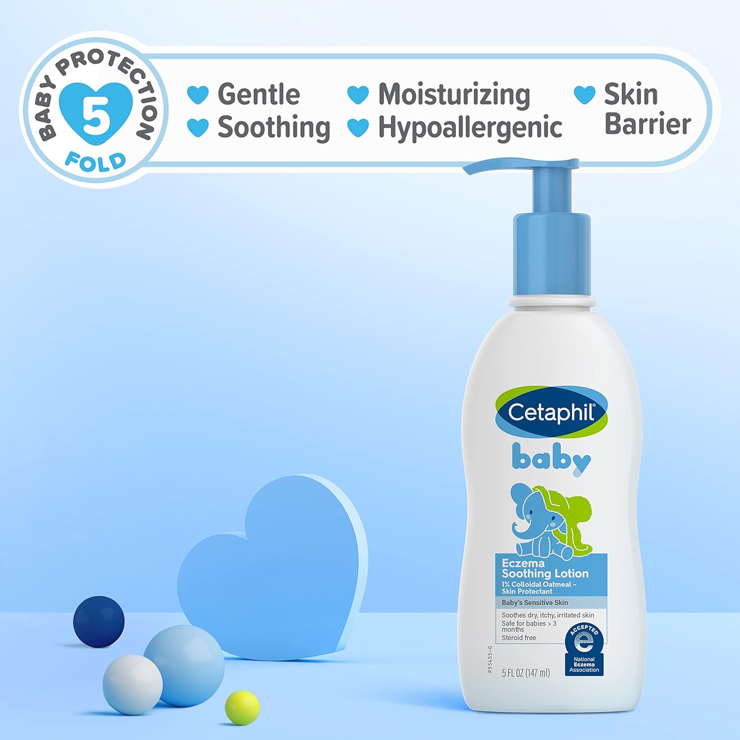 Cetaphil Baby Eczema Soothing Lotion 147ml with blue pump dispenser bottle