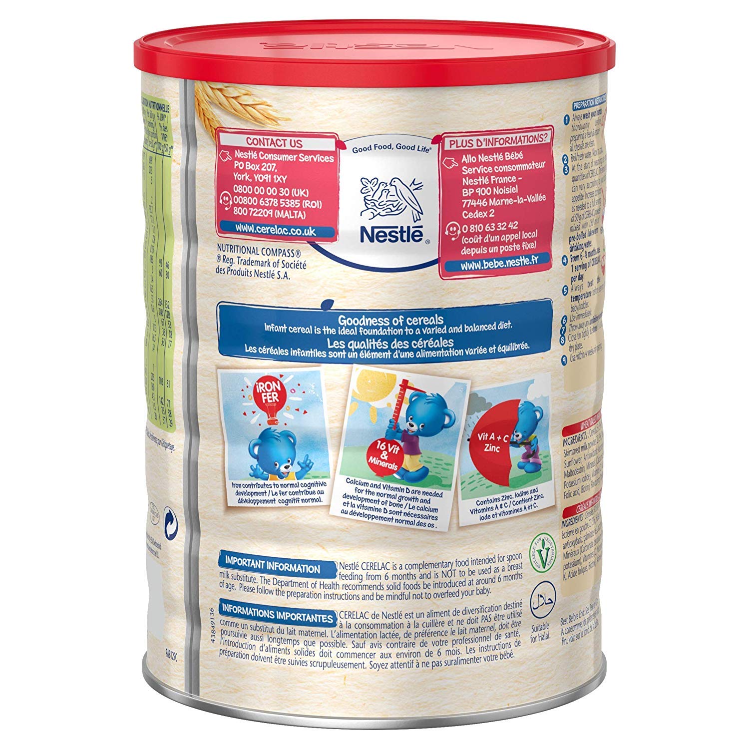 Nestlé Cerelac Wheat with Milk infant cereal 1kg tin with red lid