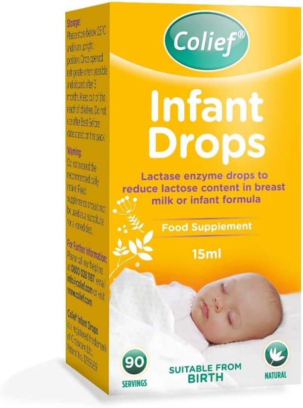 Colief Infant Drops 15ml lactase enzyme food supplement yellow bottle
