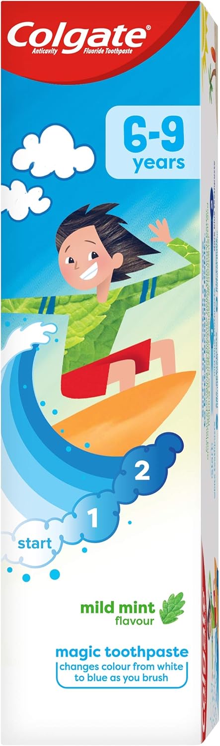 Colgate Kids Mild Mint Toothpaste ages 6–9 years with fluoride protection