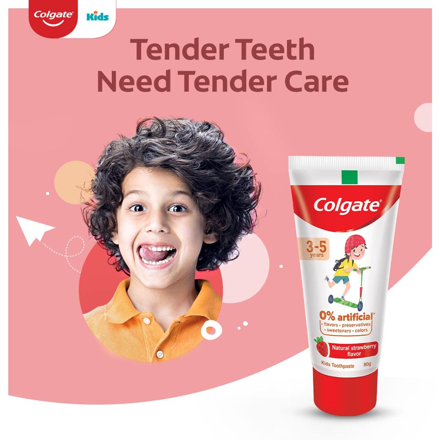 Colgate Kids toothpaste 3-5 years natural strawberry flavour 80g tube