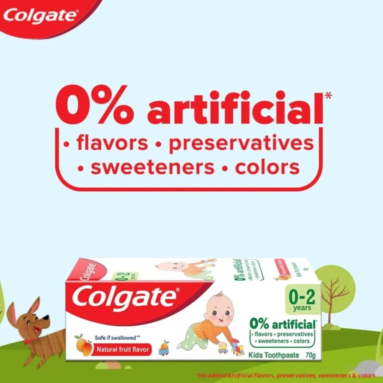 Colgate Baby & Kids Toothpaste 0-2 years natural fruit flavour 70g tube