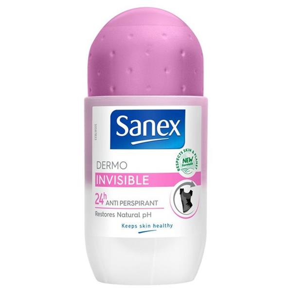 Sanex Dermo Invisible 24h anti-perspirant deodorant roll-on 50ml pink
