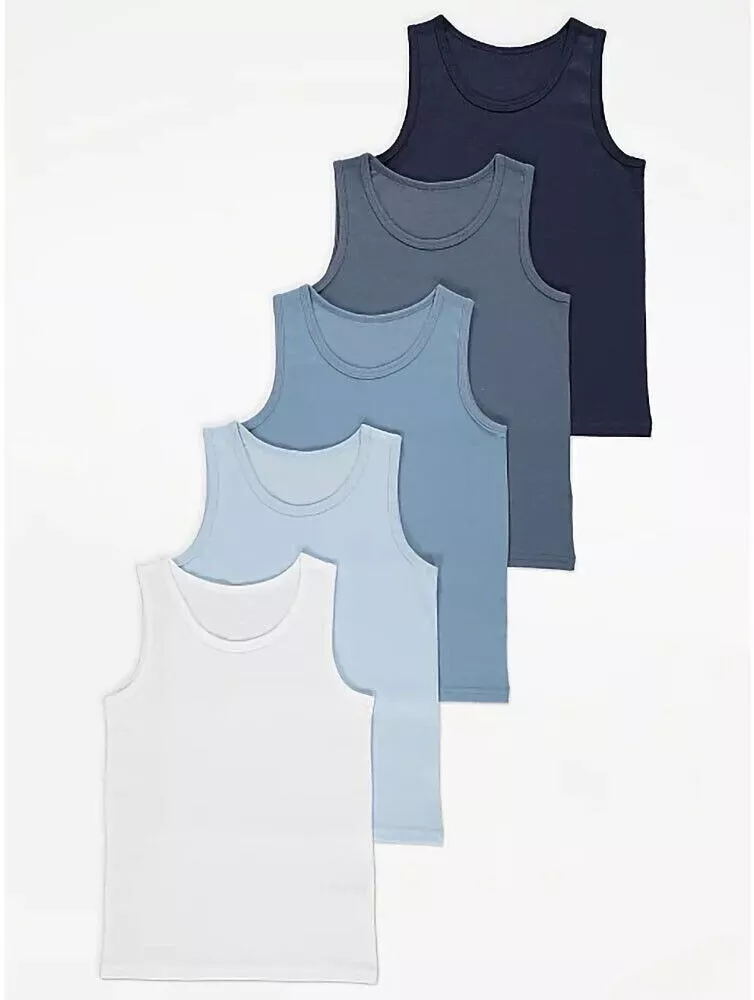George School Vest 5 Pack in navy, blue and white colours