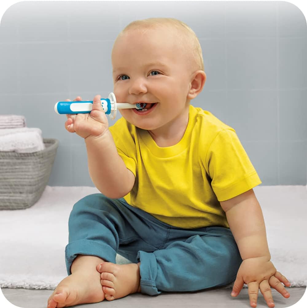 MAM baby brush with safety shield blue and white 6 months plus