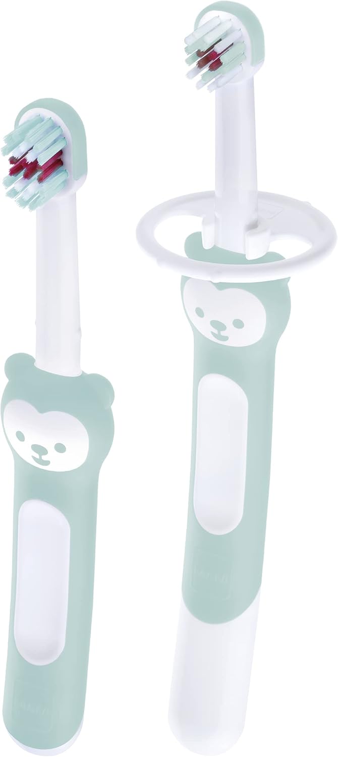 MAM Training Brush 5 months and older, mint green and white with soft bristles