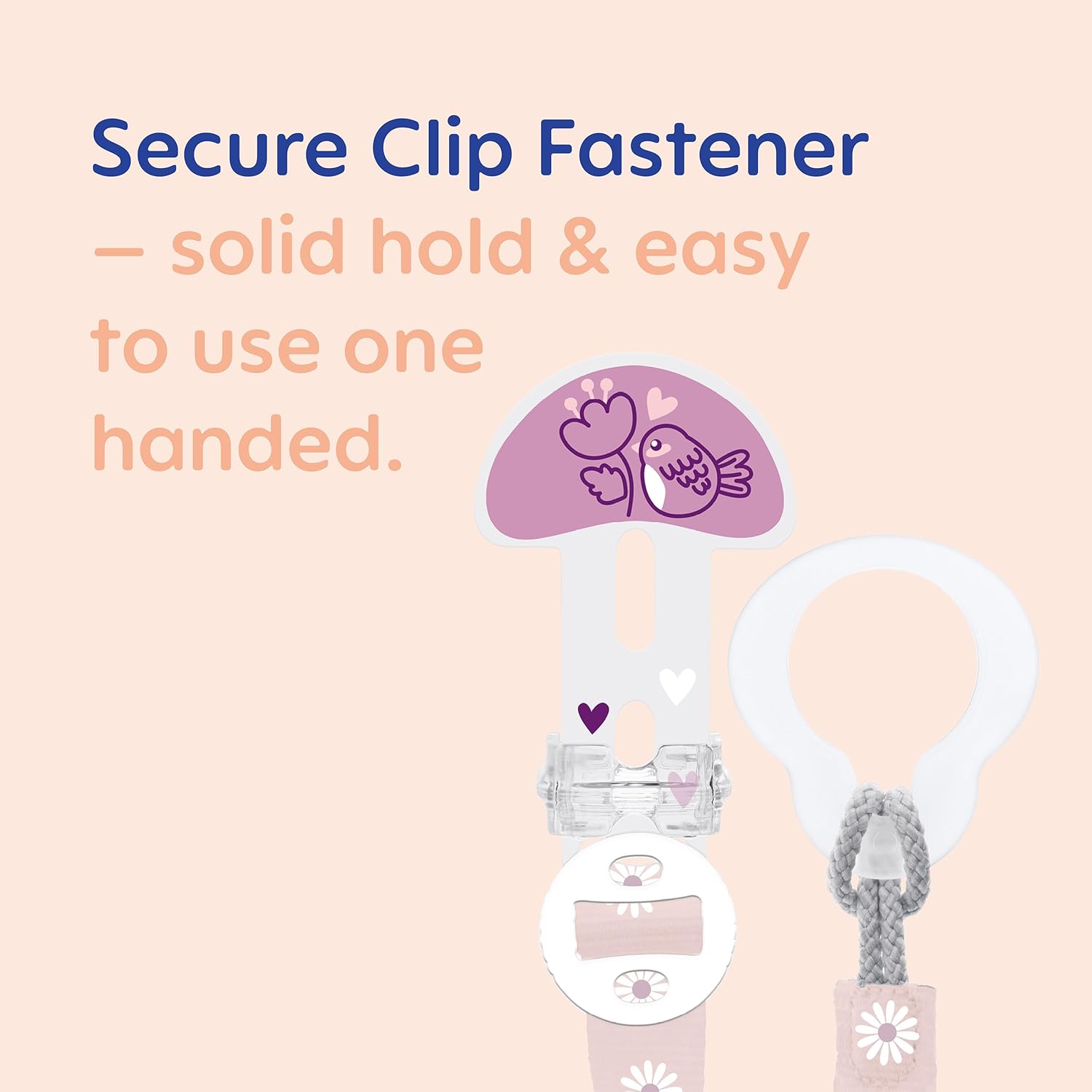 MAM Style Clip pink 2-pack secure pacifier fastener