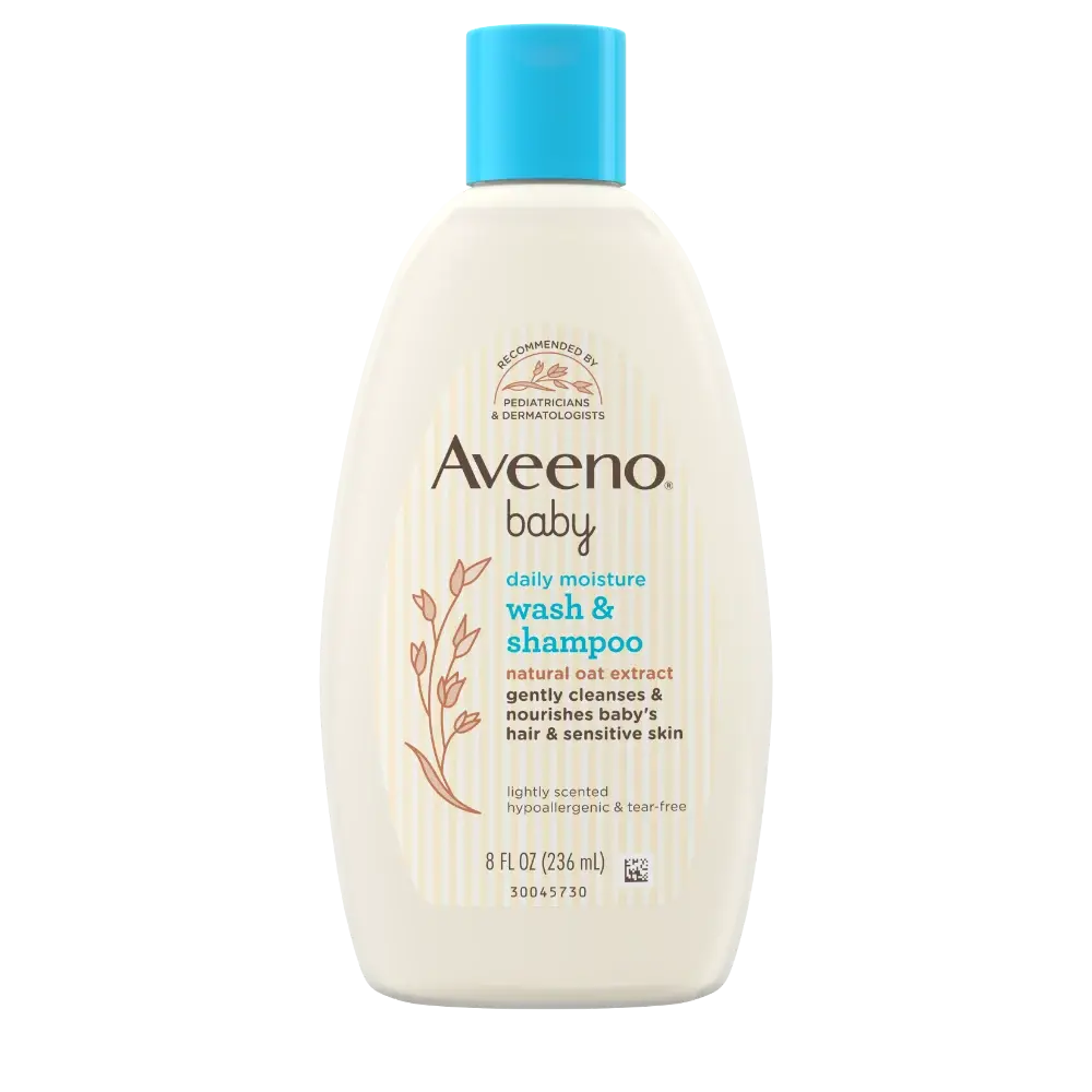 Aveeno Baby Daily Moisture Wash and Shampoo 976ml with blue cap