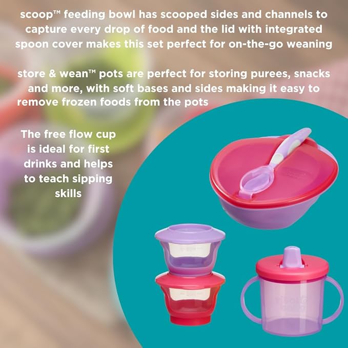 Vital Baby Nourish Complete weaning kit 10-piece set pink and purple