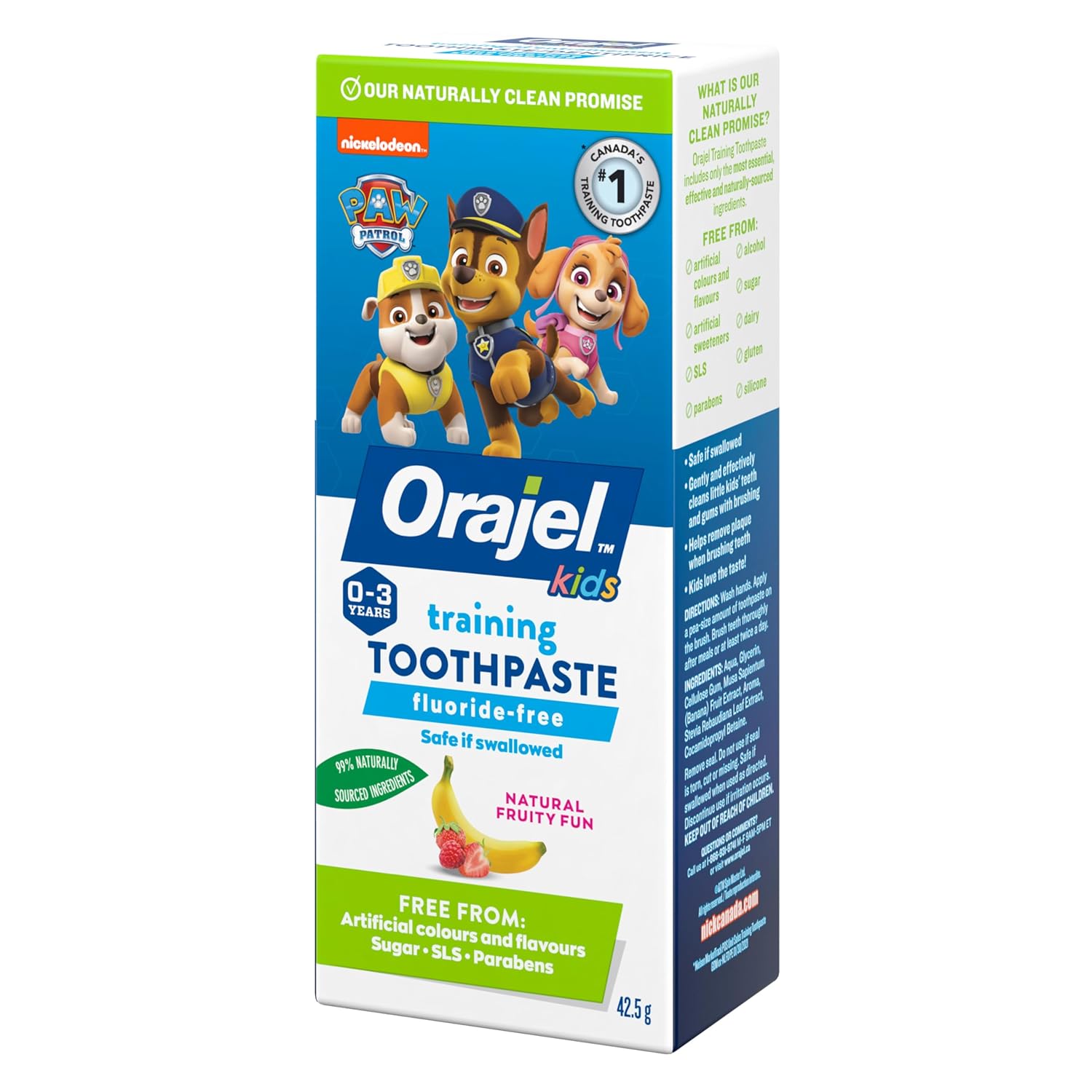 Orajel Kids fluoride-free training toothpaste Fruity Fun flavour 42.5g tube