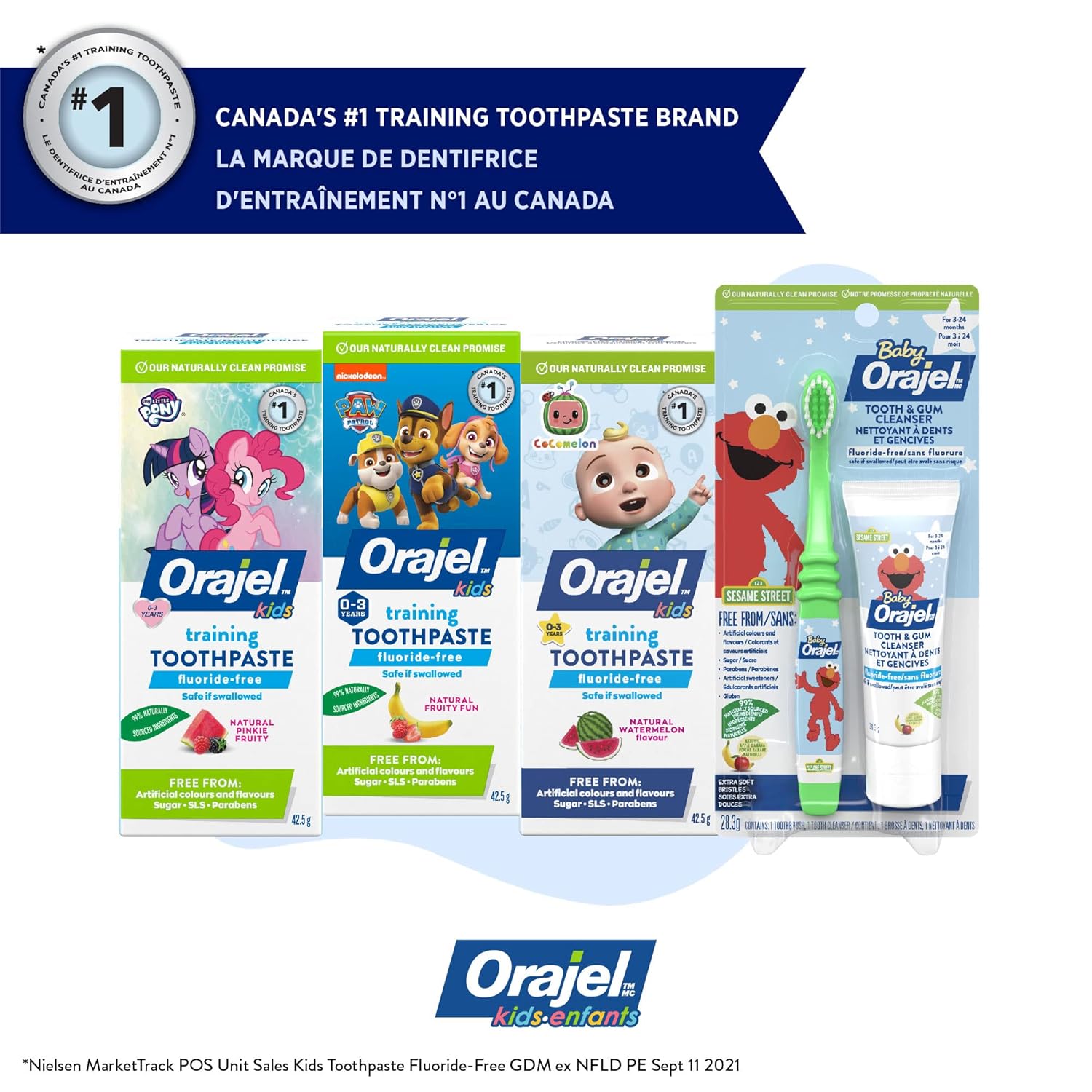 Orajel Kids fluoride-free training toothpaste, Fruity Fun flavour, 42g tube