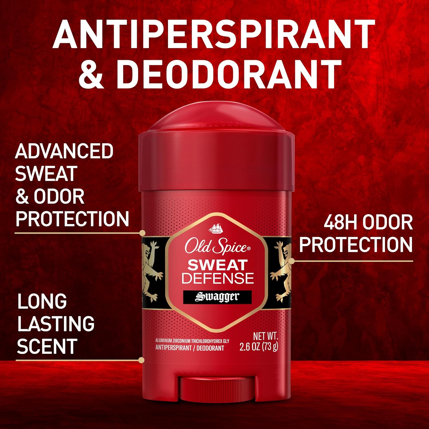Old Spice Sweat Defense red antiperspirant and deodorant stick, 2.6oz