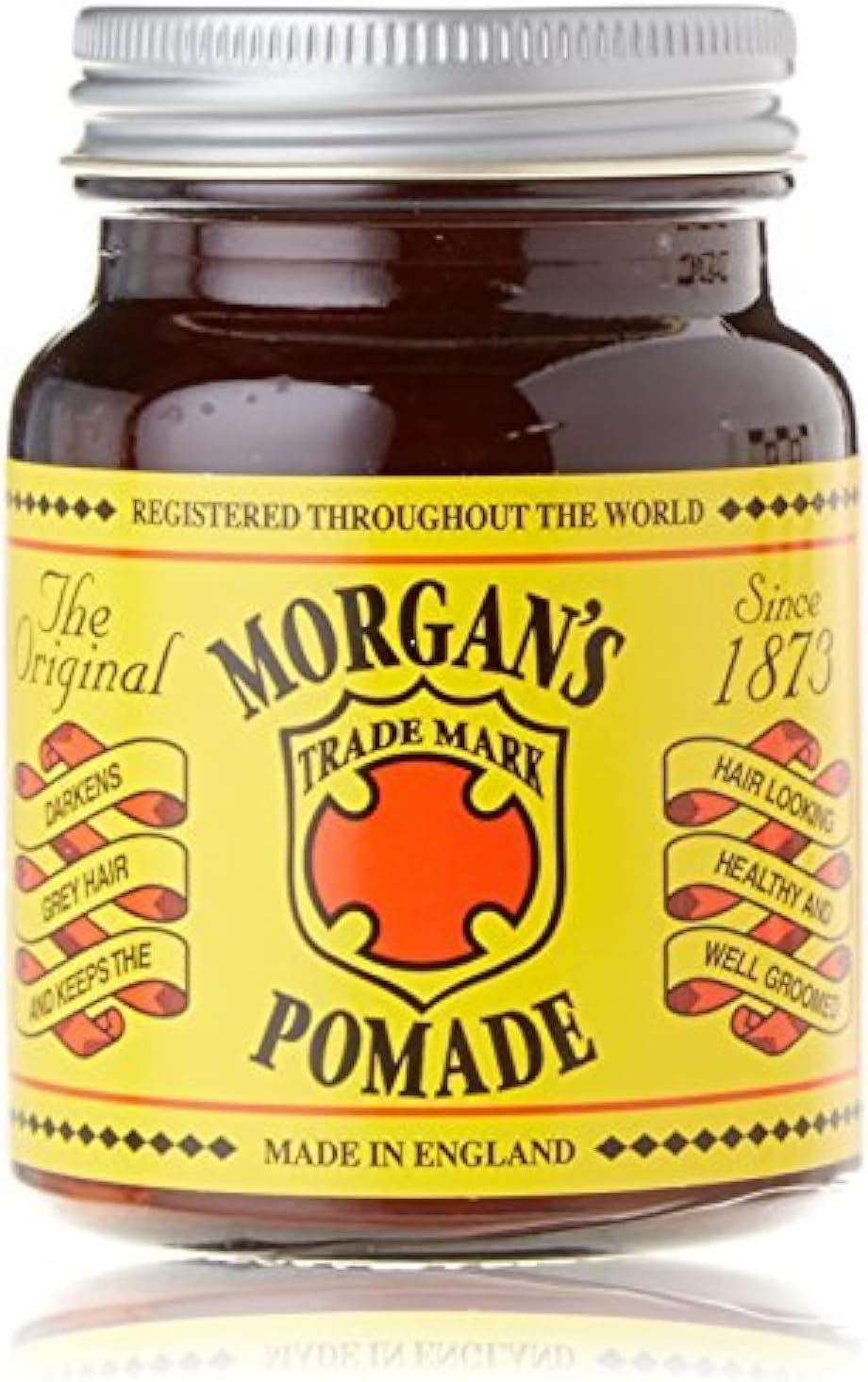 Morgan's Pomade Original Darkening 100g dark brown jar with yellow label