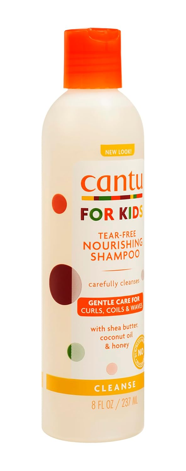 Cantu for Kids tear-free nourishing shampoo, 8 fl oz bottle with orange cap