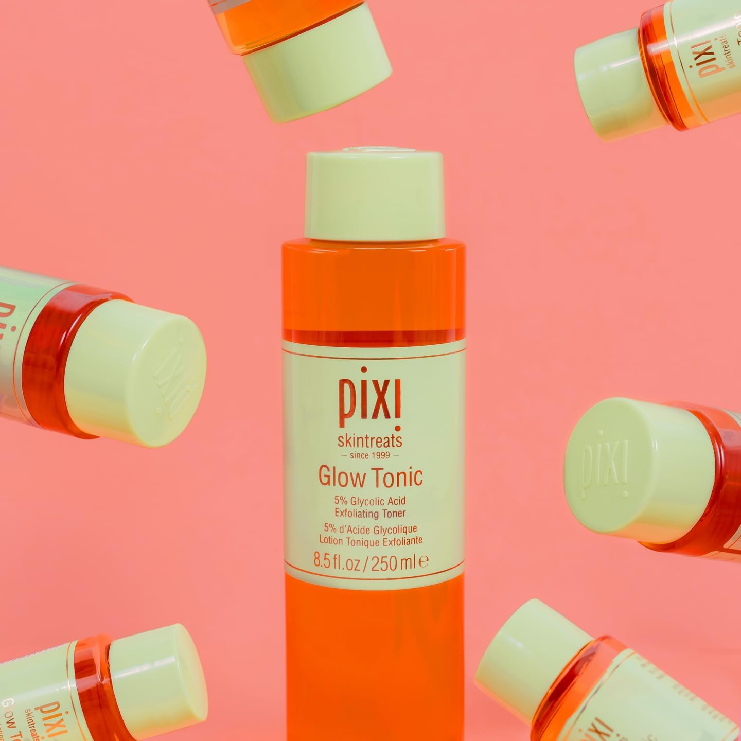 Pixi Skintreats Glow Tonic exfoliating toner 250ml with orange cap and label