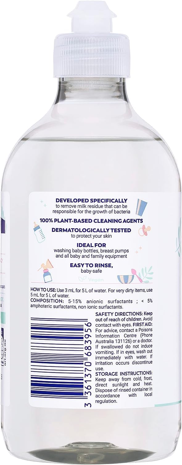 Milton Baby Bottle Cleaner 500ml plant-based formula with white cap