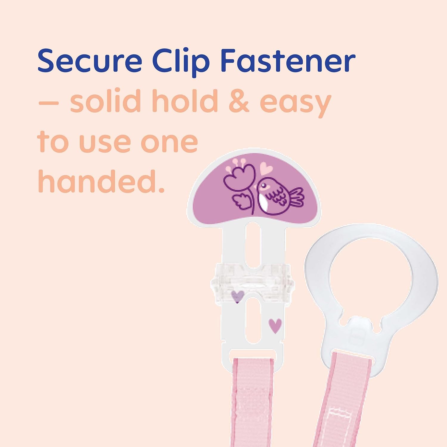 MAM Style Clip pink secure fastener two pack with heart design