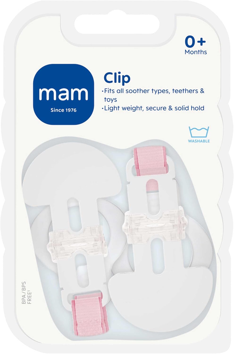 MAM Style Clip pink two pack soother clips for newborns
