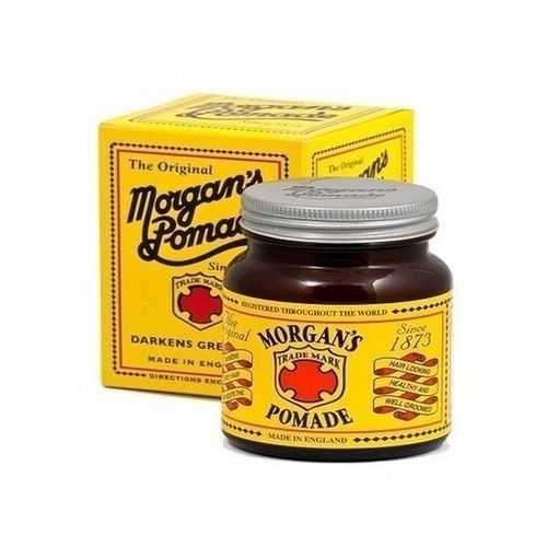 Morgan's Pomade Original 50g dark brown hair styling jar with yellow box