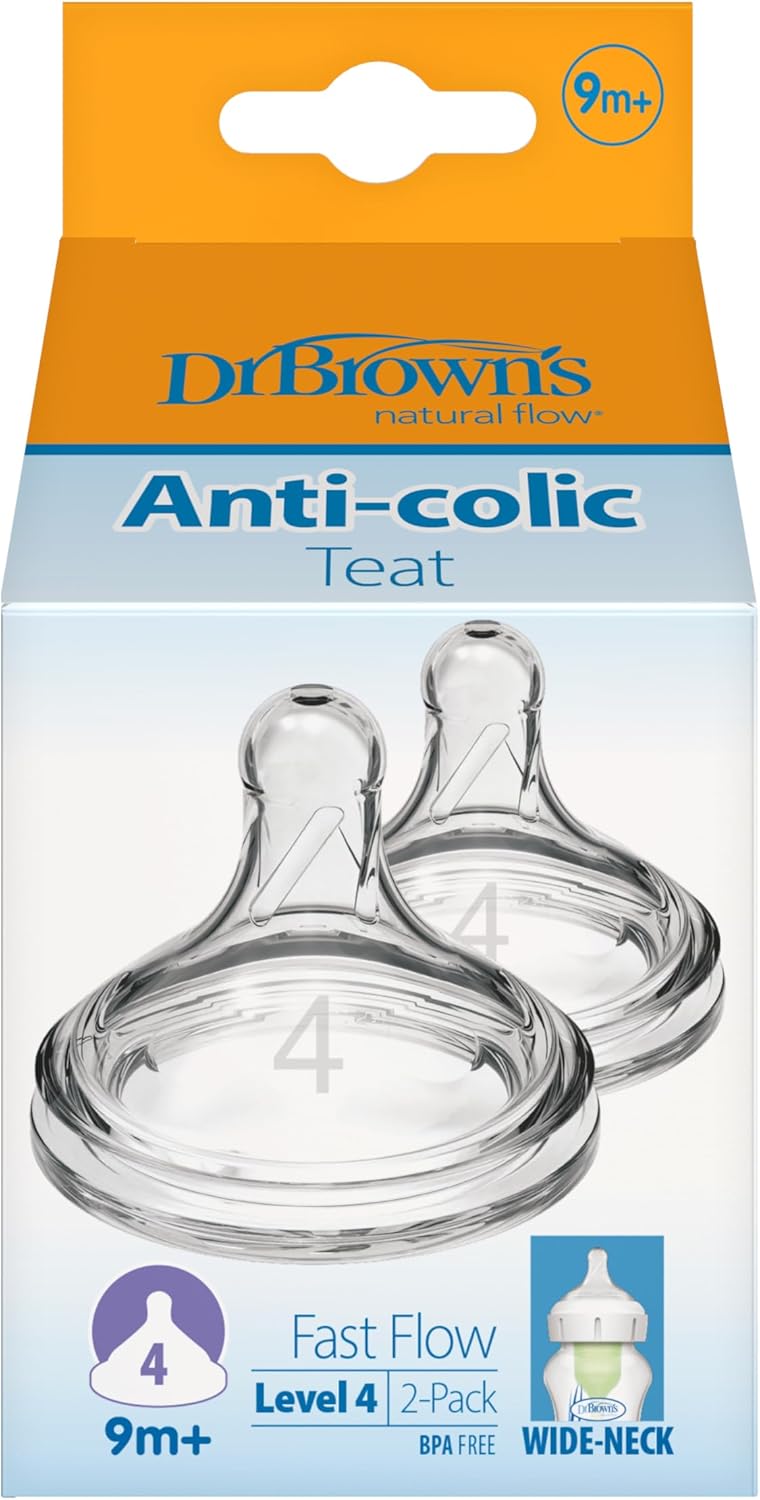 Dr. Brown's Options+ wide-neck Level 4 anti-colic teats 9m+, 2-pack