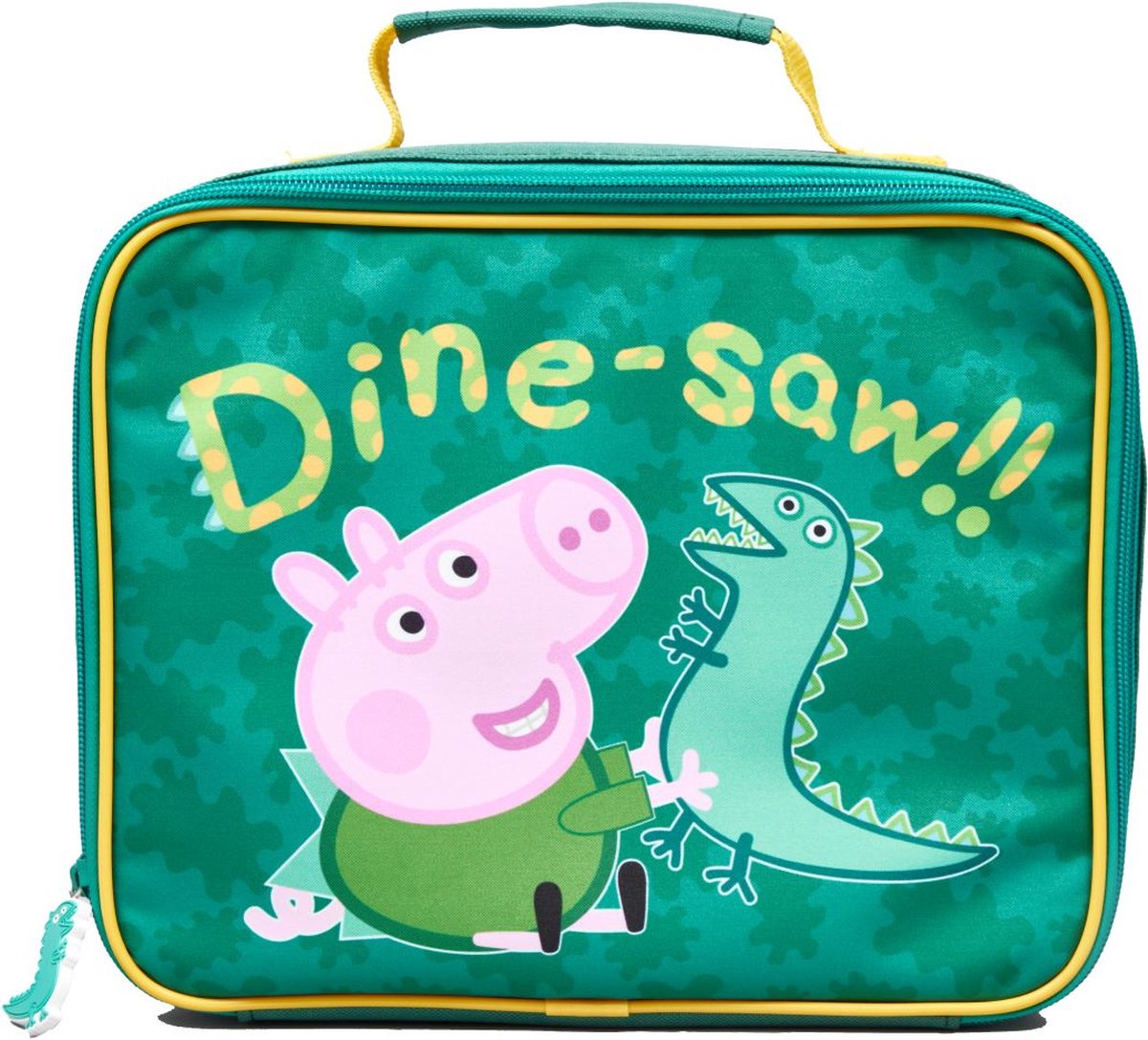 Peppa Pig George Cool green lunch bag with dinosaur print and handle