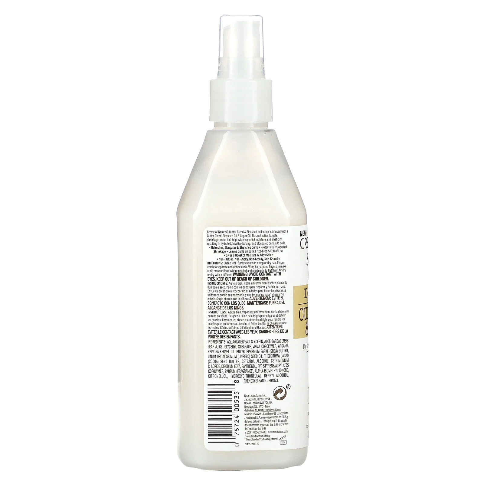 Creme of Nature Butter Blend Flaxseed Double Duty Curl Definer Booster spray bottle