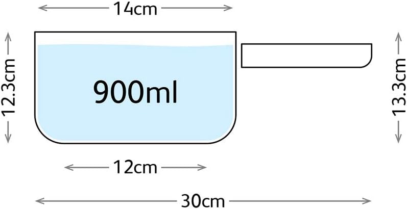 Judge Essential 18cm saucepan with 900ml capacity and measurements diagram