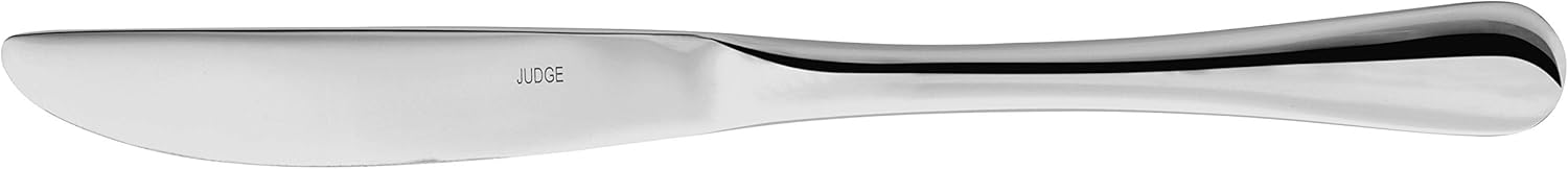 Judge Windsor stainless steel dinner knife with black handle detail