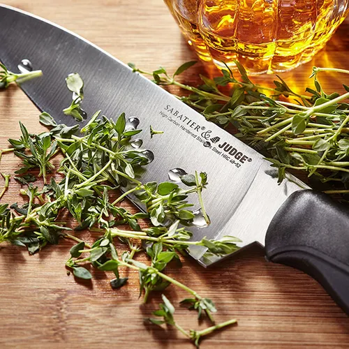 Judge Sabatier three piece knife block set with herbs