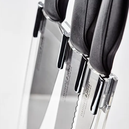 Judge Sabatier three piece knife block set with black handles