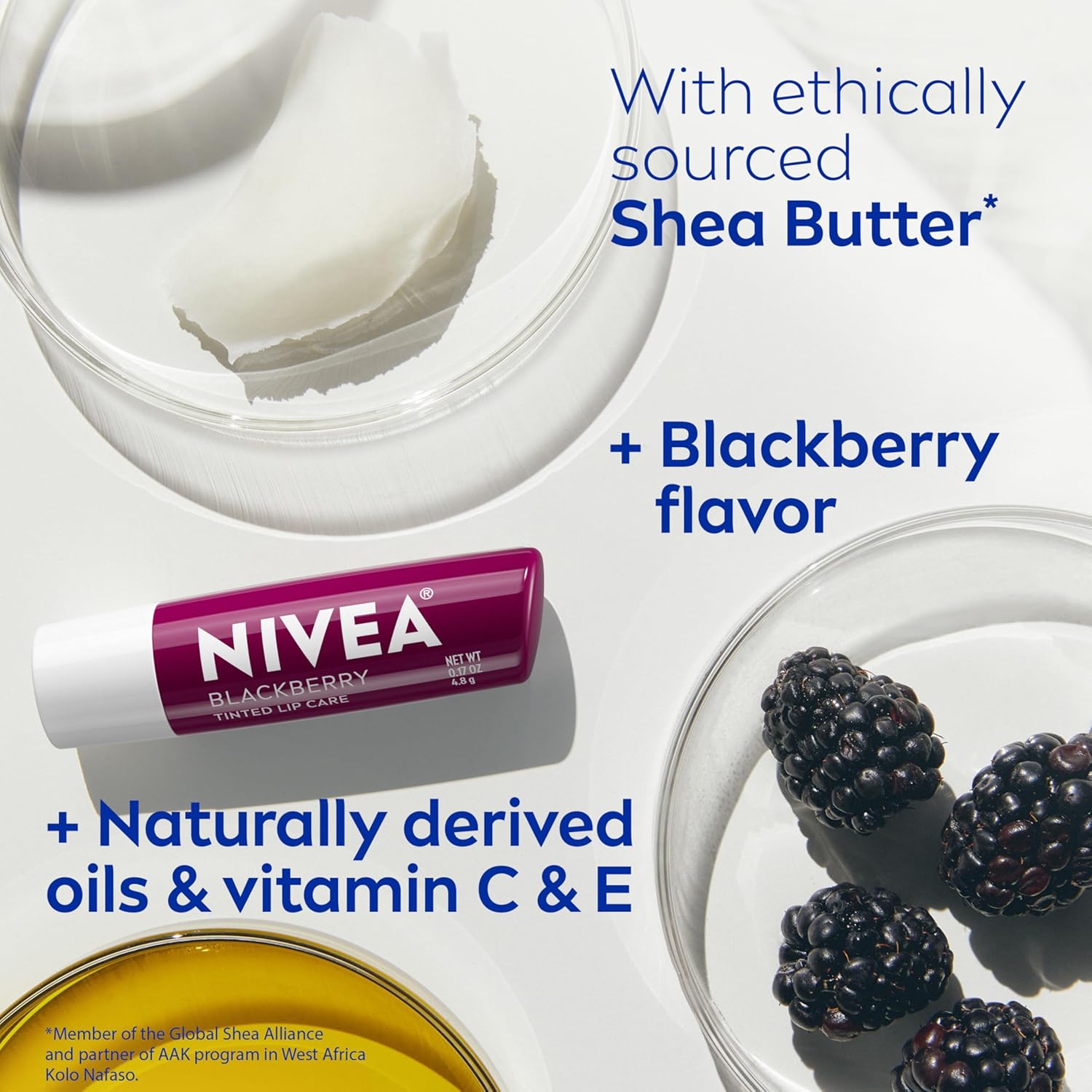 Nivea Lip Care Blackberry tinted lip balm 0.17oz with shea butter