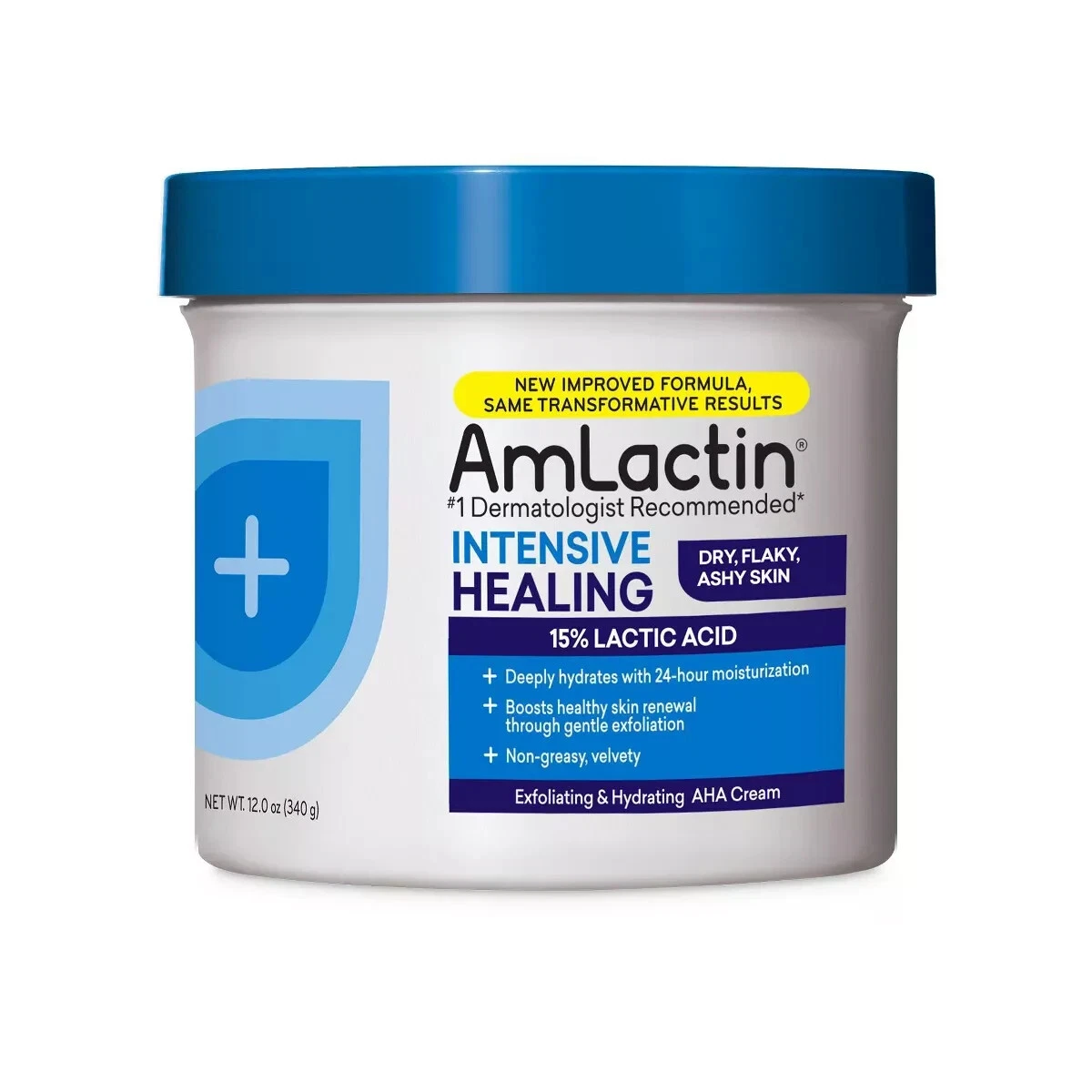 AmLactin Intensive Healing body AHA cream with 15% lactic acid, 340g jar