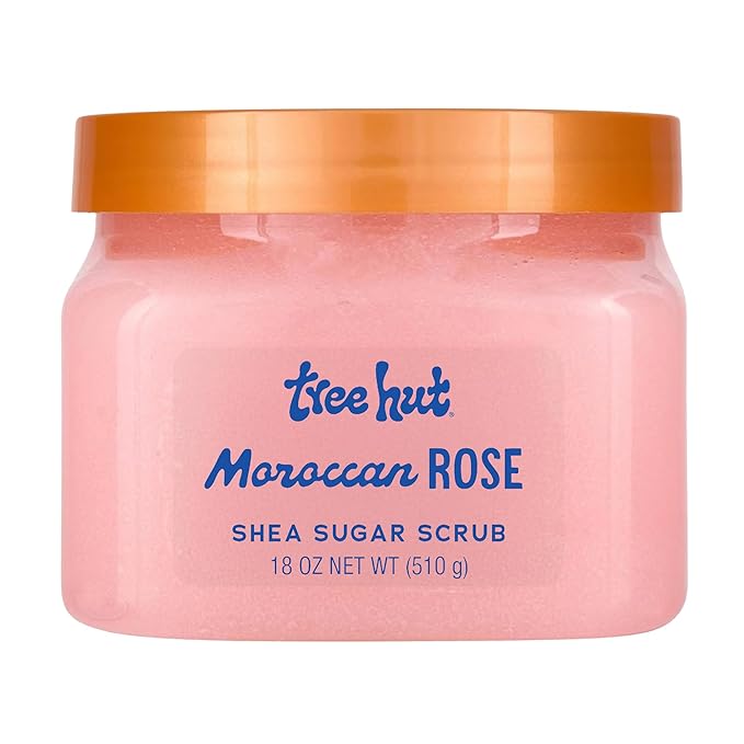 Tree Hut Moroccan Rose Shea Sugar Scrub 18 oz pink jar with copper lid