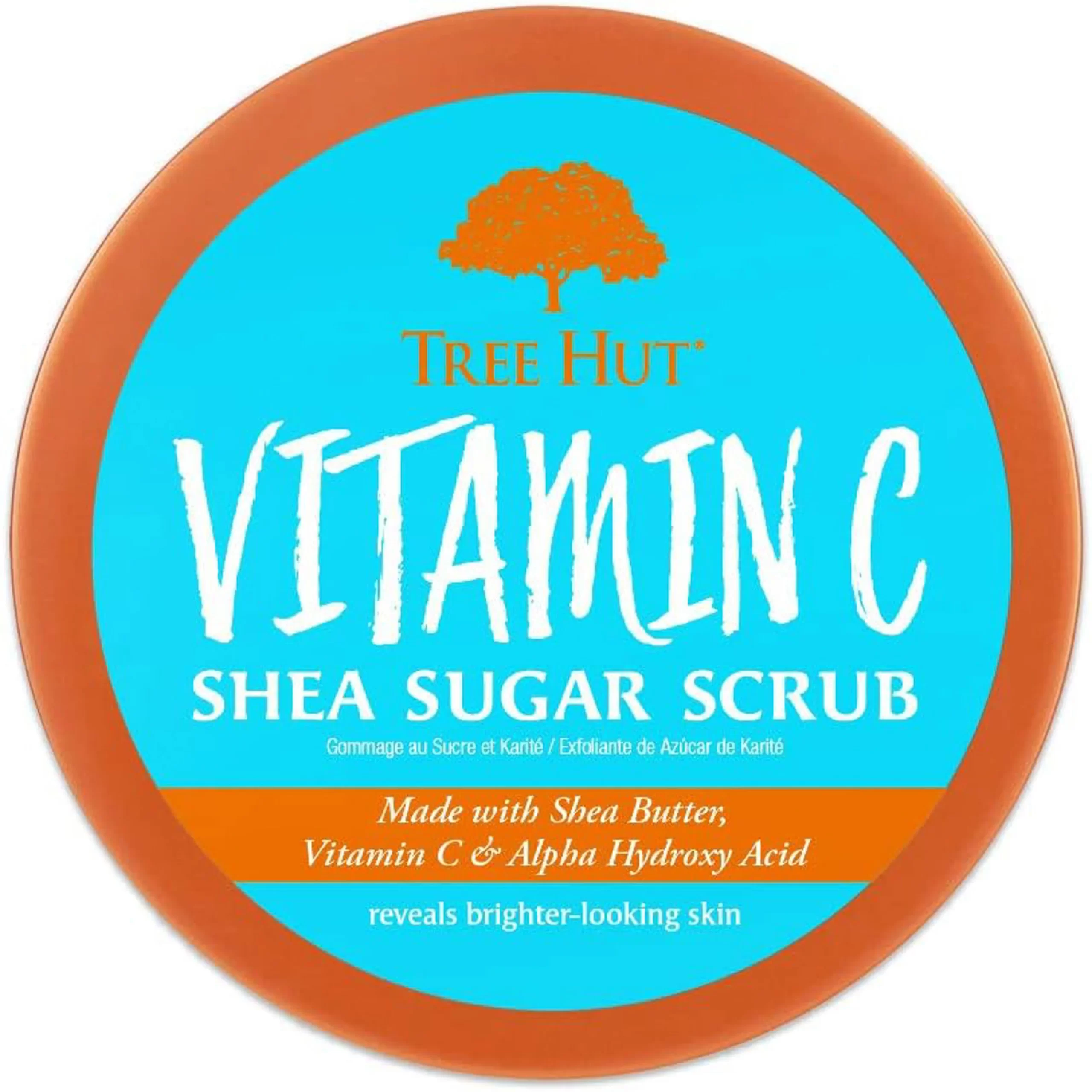Tree Hut Vitamin C Shea Sugar Scrub 510g in orange jar with turquoise label