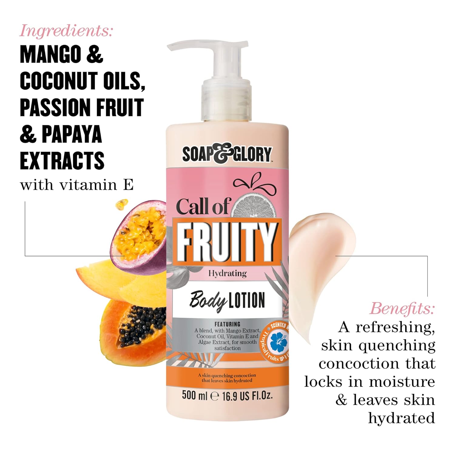 Soap & Glory Call of Fruity hydrating body lotion 500ml pump bottle