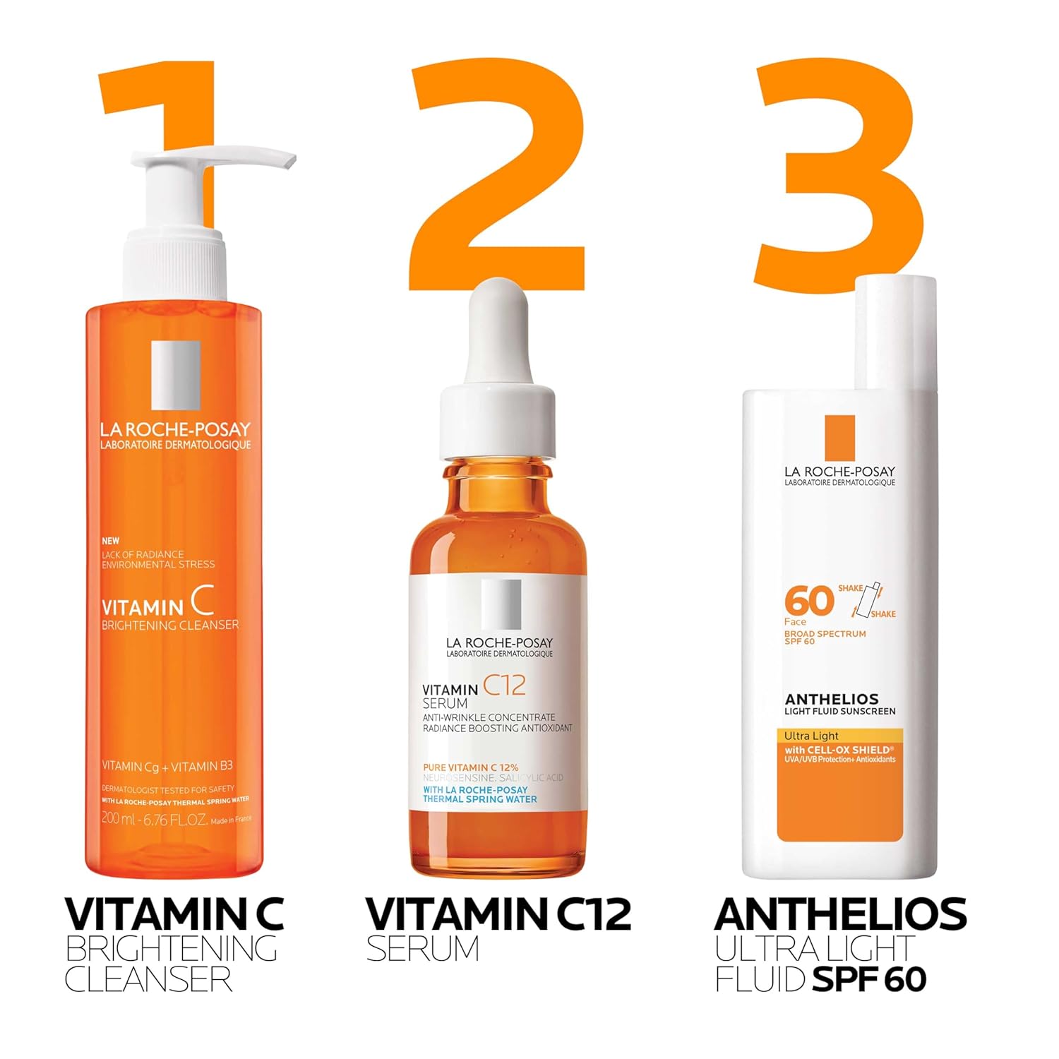 La Roche-Posay Vitamin C Brightening Cleanser 200ml with pump dispenser