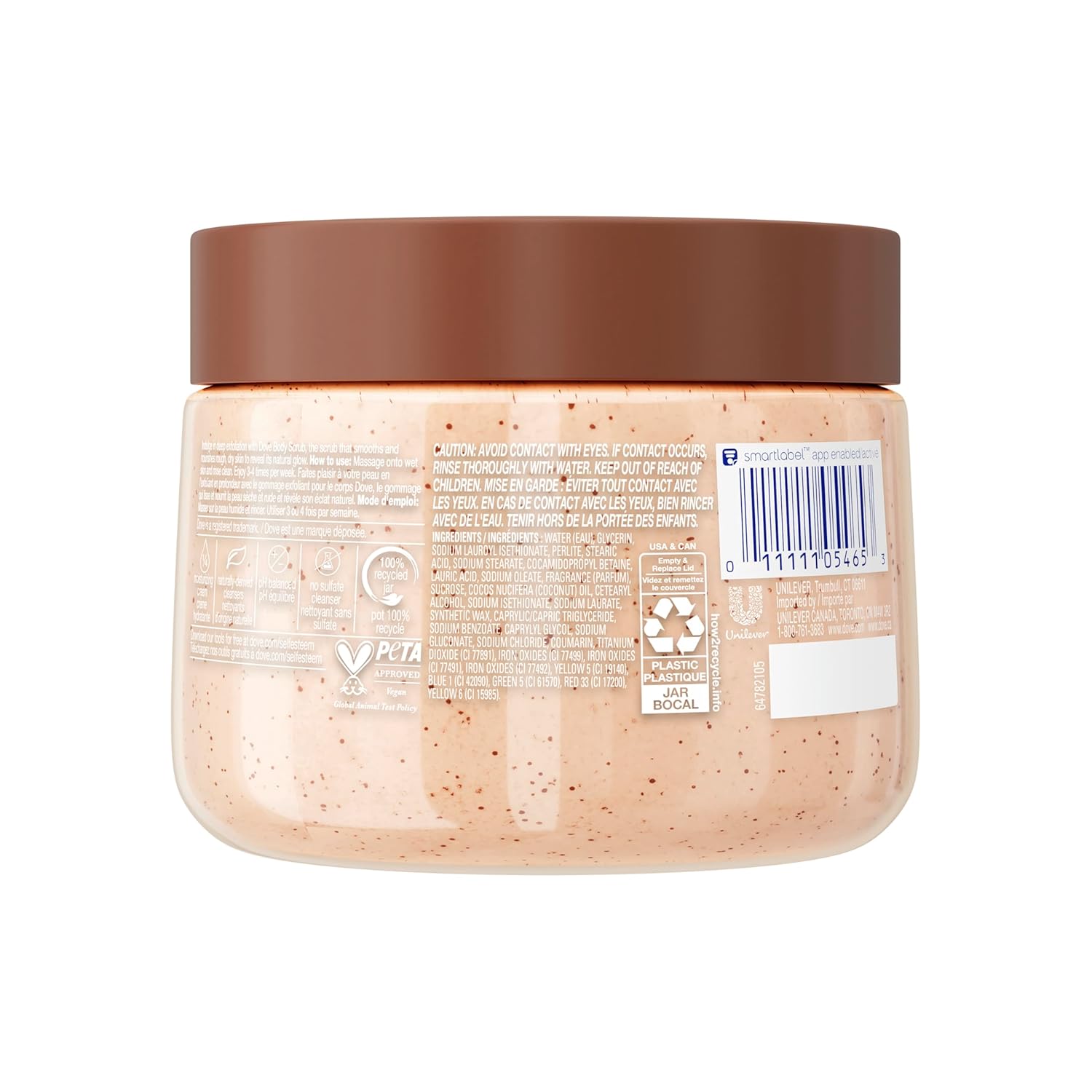 Dove Brown Sugar and Coconut Butter exfoliating body scrub 425g jar