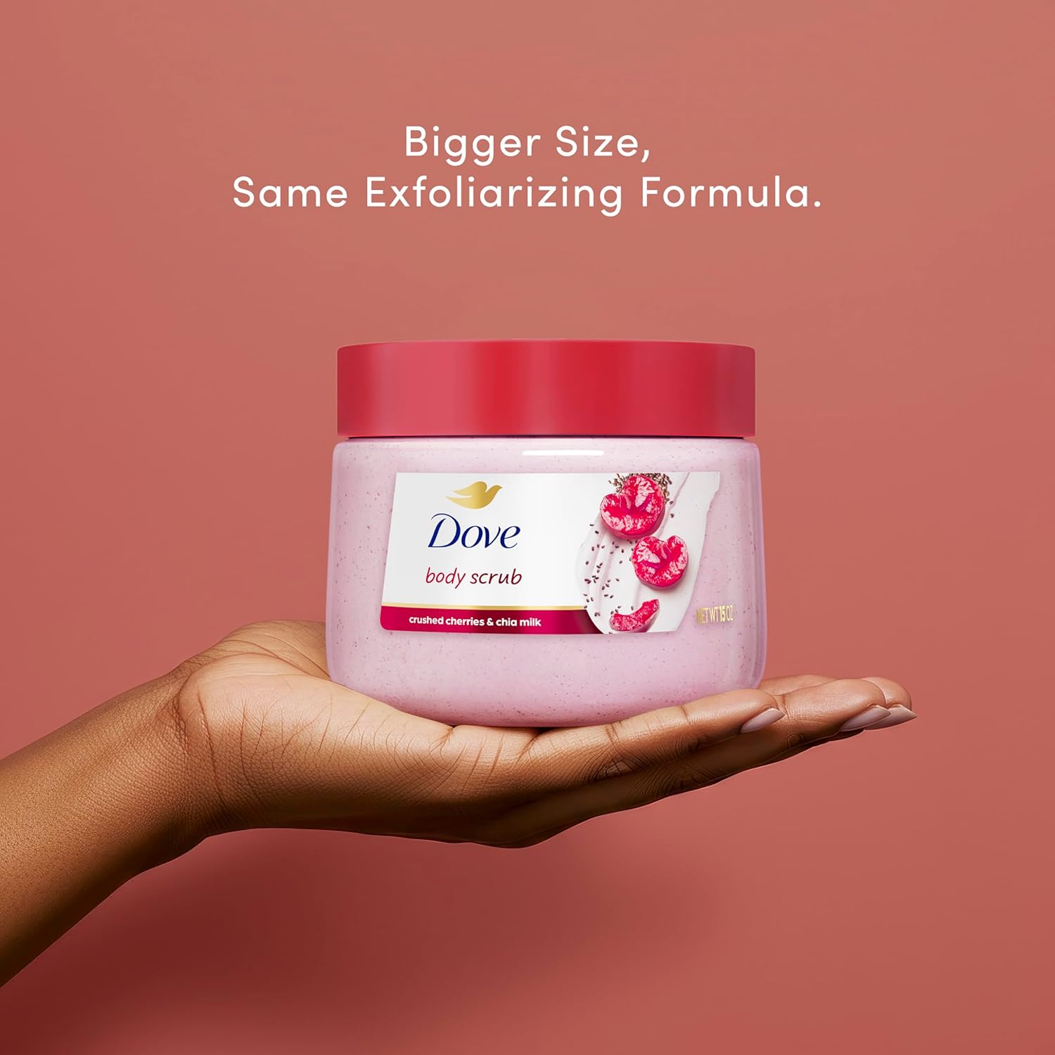 Dove Exfoliating Body Scrub Crushed Cherries & Chia Milk 425g pink jar