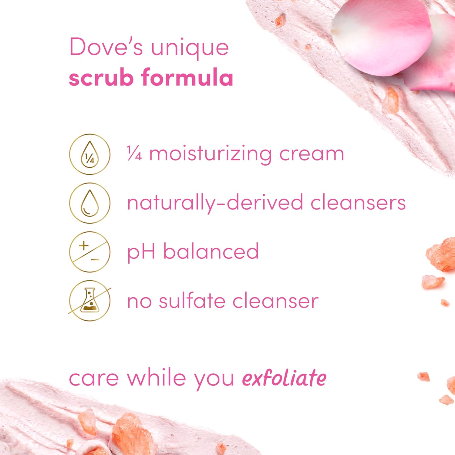 Dove Himalayan Salt and Rose Oil exfoliating body scrub 425g