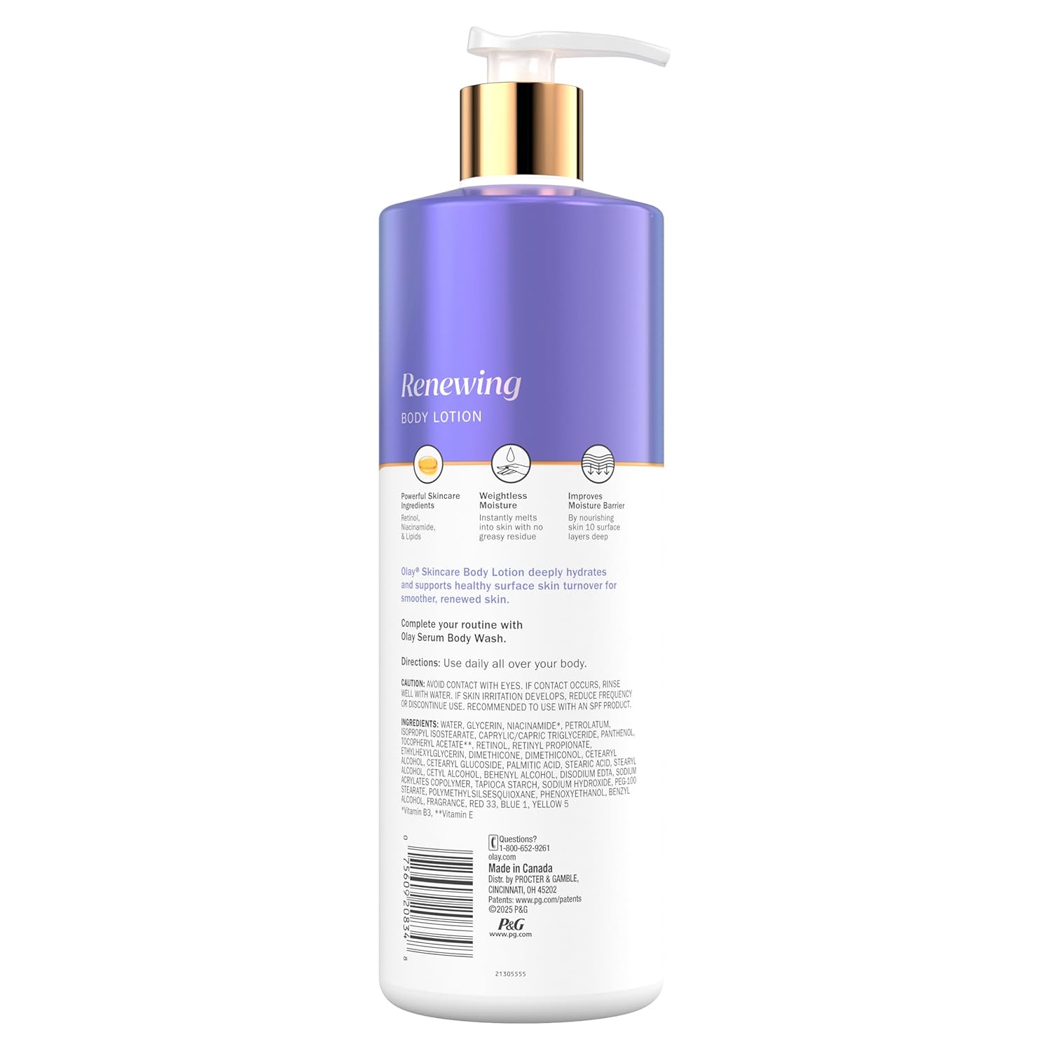 Olay Renewing Body Lotion with Retinol 502ml purple pump bottle