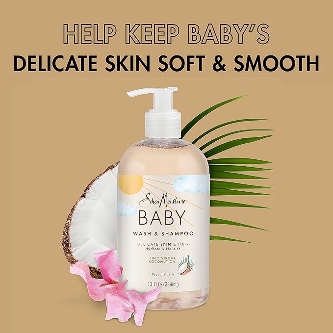 SheaMoisture 100% Virgin Coconut Oil Baby Wash & Shampoo 13 fl oz bottle