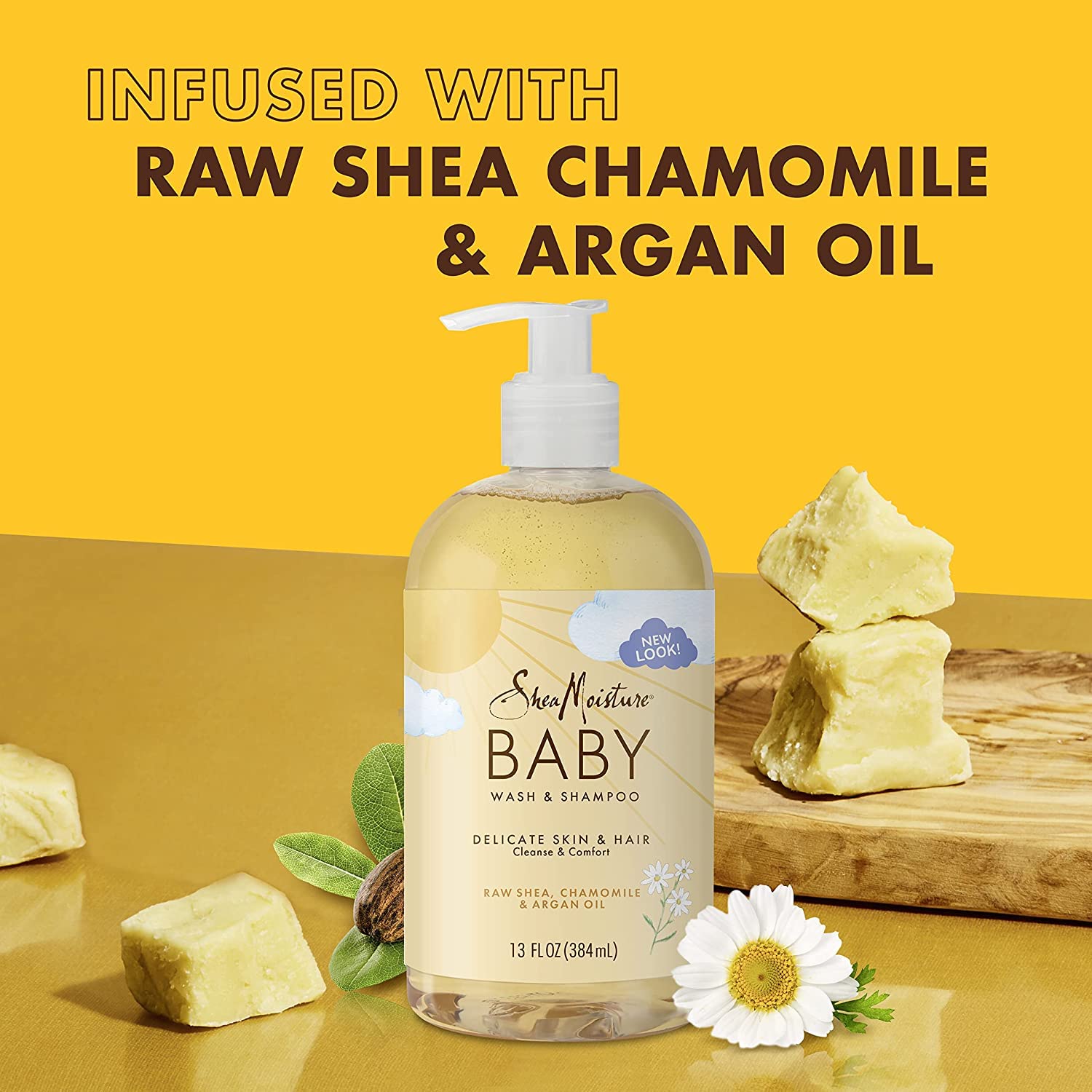 SheaMoisture Baby Wash & Shampoo 13 fl oz with Raw Shea, Chamomile & Argan Oil