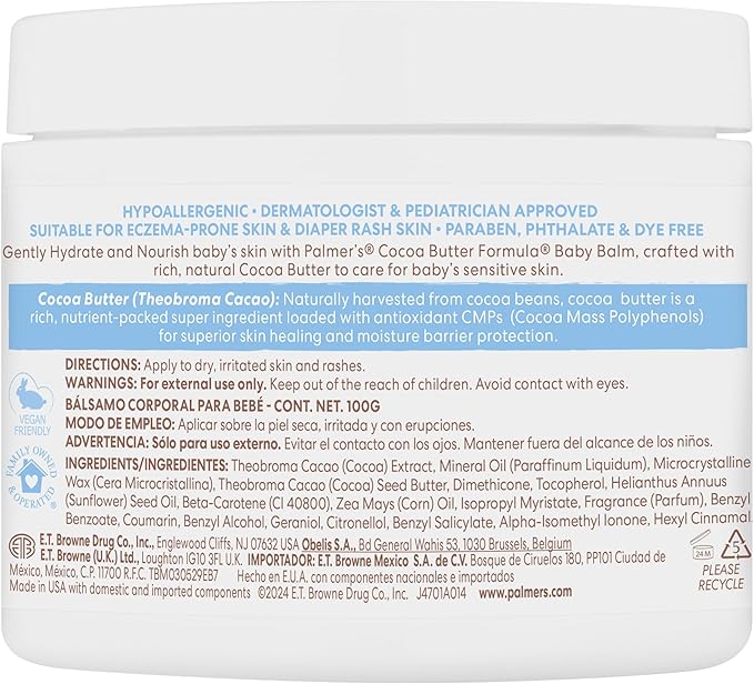 Palmer's Cocoa Butter Formula Baby Balm 100g jar with white lid