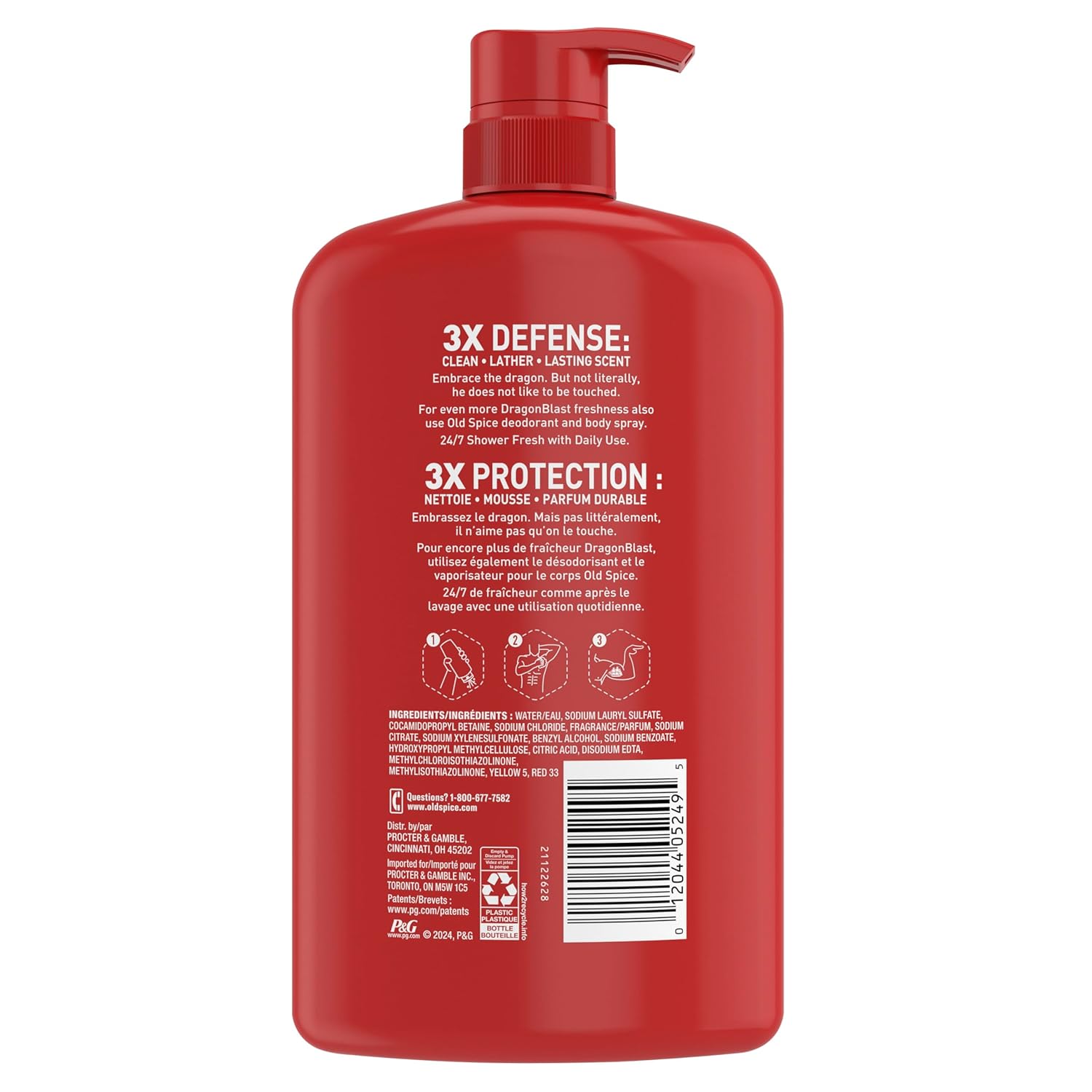 Old Spice NightPanther red body wash for men with pump dispenser