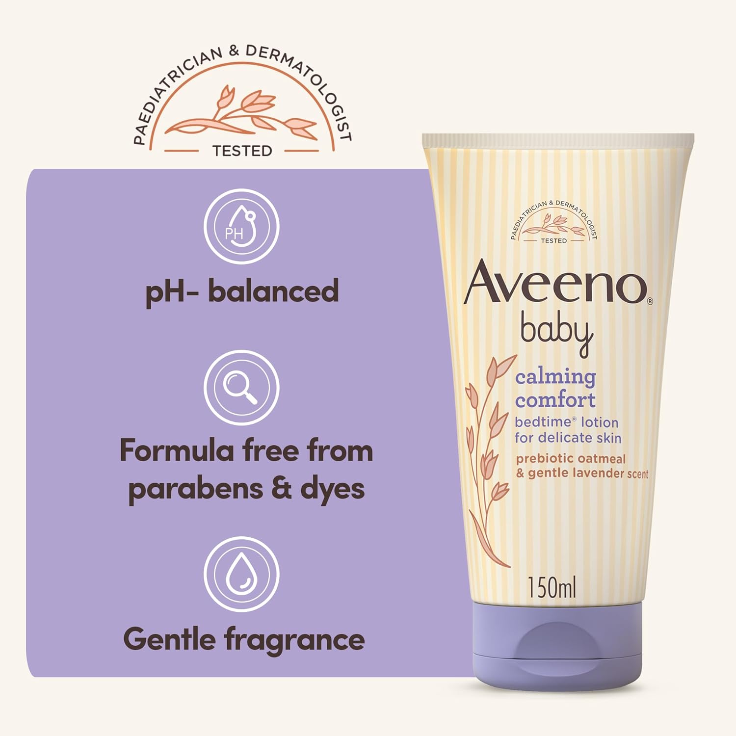 Aveeno Baby Calming Comfort Lotion 150ml tube with lavender and oatmeal