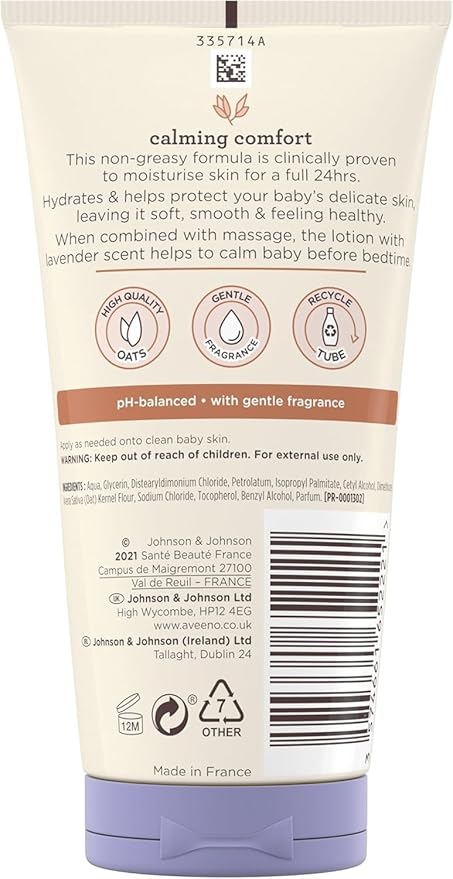 Aveeno Baby Calming Comfort Lotion 150ml with gentle lavender fragrance